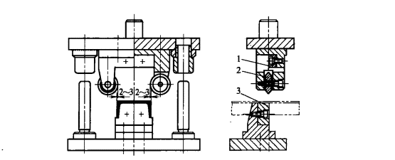 U-shaped material cutting die1-Upper edge; 2-Disc edge; 3-Lower edge